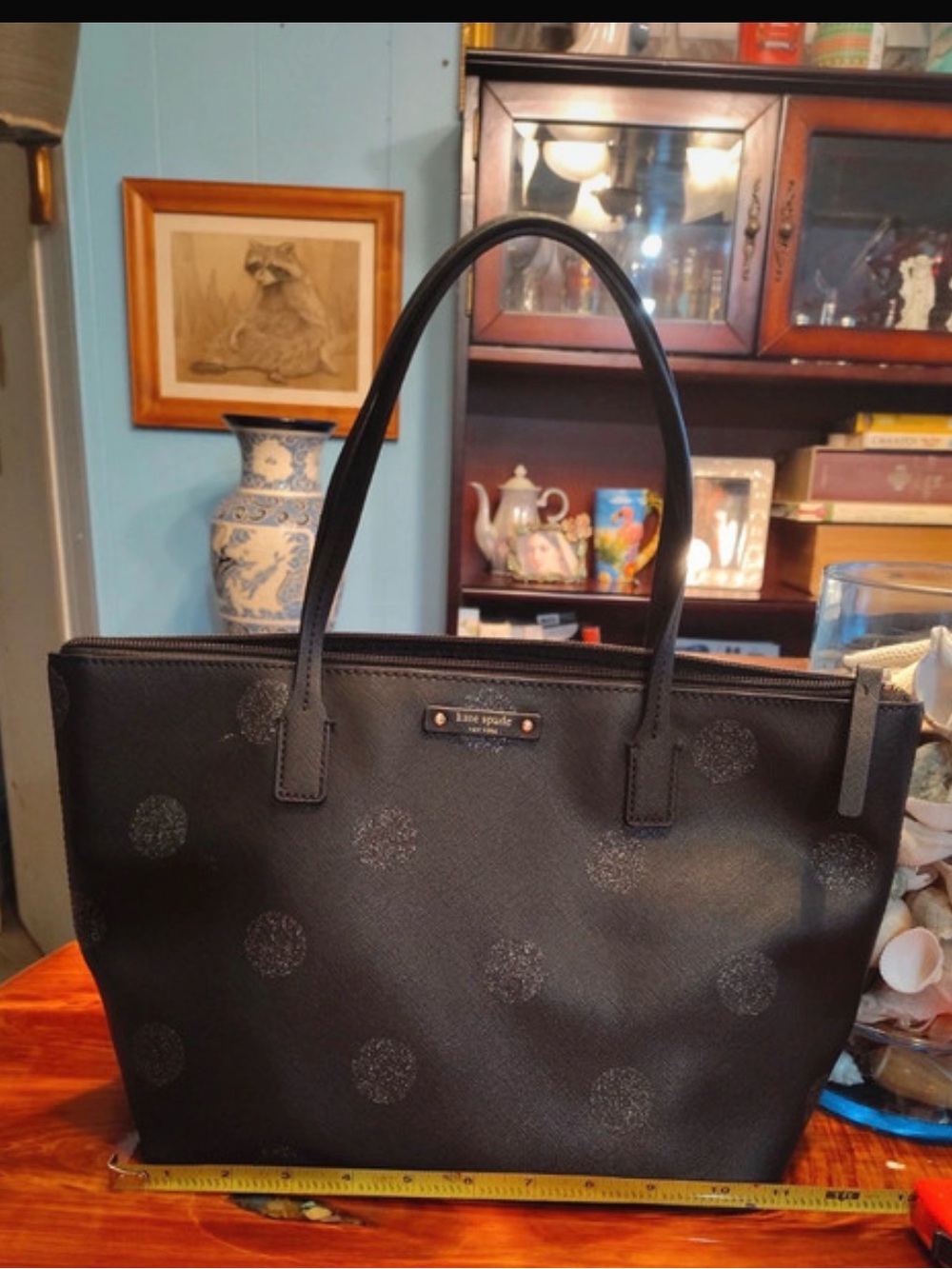 Kate Spade Black Glitter Tote Bag